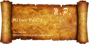 Milos Pál névjegykártya